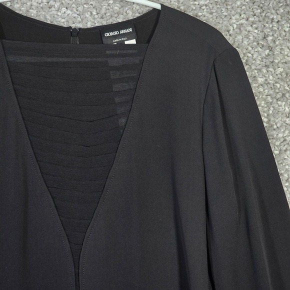 Giorgio Armani Womens Silk Blouse Size‎ 40 Small Black Sheer Dressy Evening Top - Picture 3 of 15